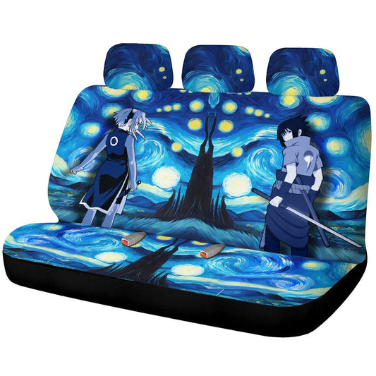 Sasuke Sakura Car Back Seat Covers Custom Starry Night Styles - Gearcarcover - 1