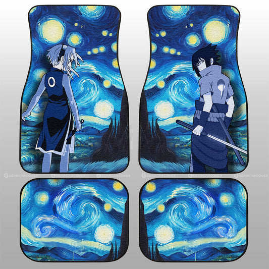 Sasuke Sakura Car Floor Mats Custom Starry Night Styles - Gearcarcover - 1