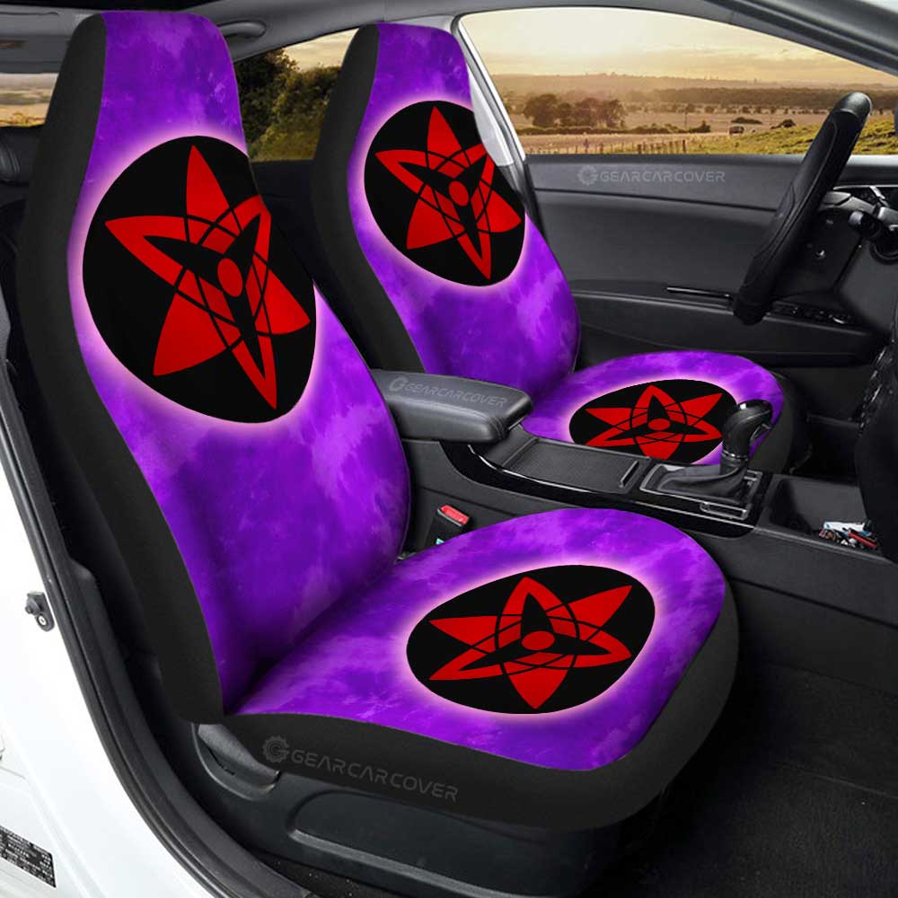 Sasuke Uchiha Eternal Mangekyo Sharingan Car Seat Covers Custom Anime Tie Dye Style - Gearcarcover - 1