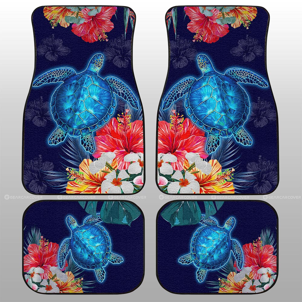 Sea Turtle Car Floor Mats Custom Hibiscus Flower Car Accessories - Gearcarcover - 2