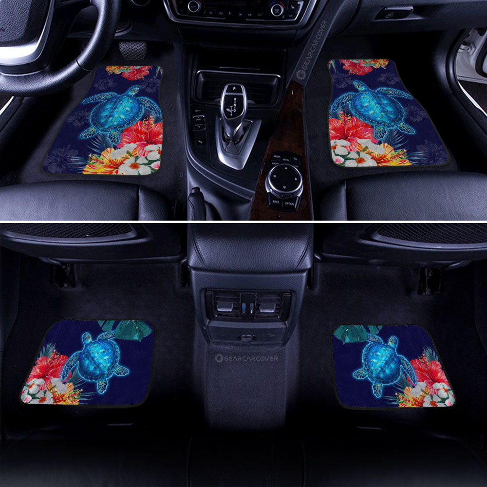 Sea Turtle Car Floor Mats Custom Hibiscus Flower Car Accessories - Gearcarcover - 3