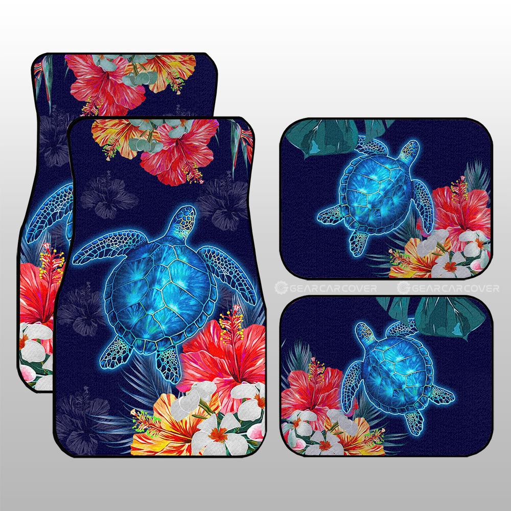 Sea Turtle Car Floor Mats Custom Hibiscus Flower Car Accessories - Gearcarcover - 1