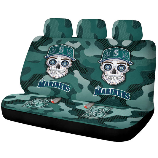 Seattle Mariners Car Back Seat Covers Skull Theme Collection - Gearcarcover - 1