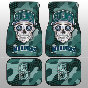 Seattle Mariners Car Floor Mats Skull Theme Collection - Gearcarcover - 1