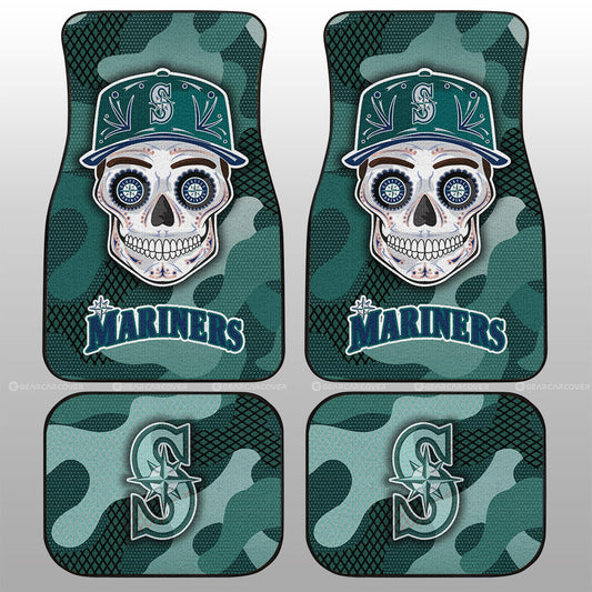 Seattle Mariners Car Floor Mats Skull Theme Collection - Gearcarcover - 1