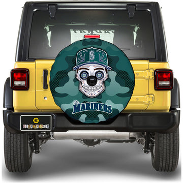 Seattle Mariners Spare Tire Covers Camera Hole Skull Theme Collection - Gearcarcover - 1