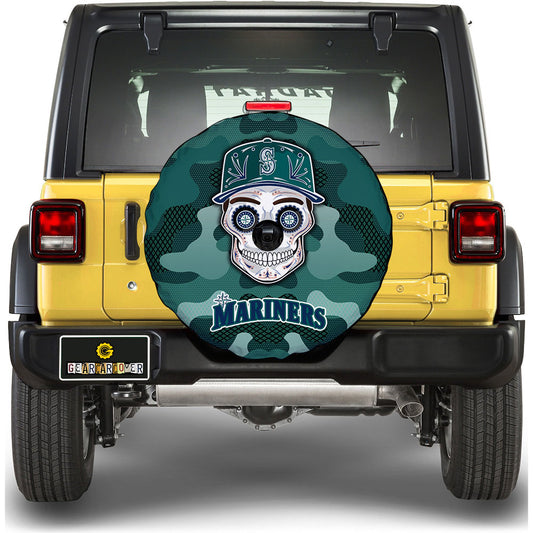 Seattle Mariners Spare Tire Covers Camera Hole Skull Theme Collection - Gearcarcover - 1
