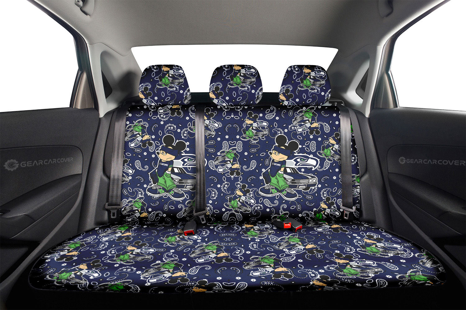 Seattle Seahawks Car Back Seat Covers Cartoon Theme Collection - Gearcarcover - 2