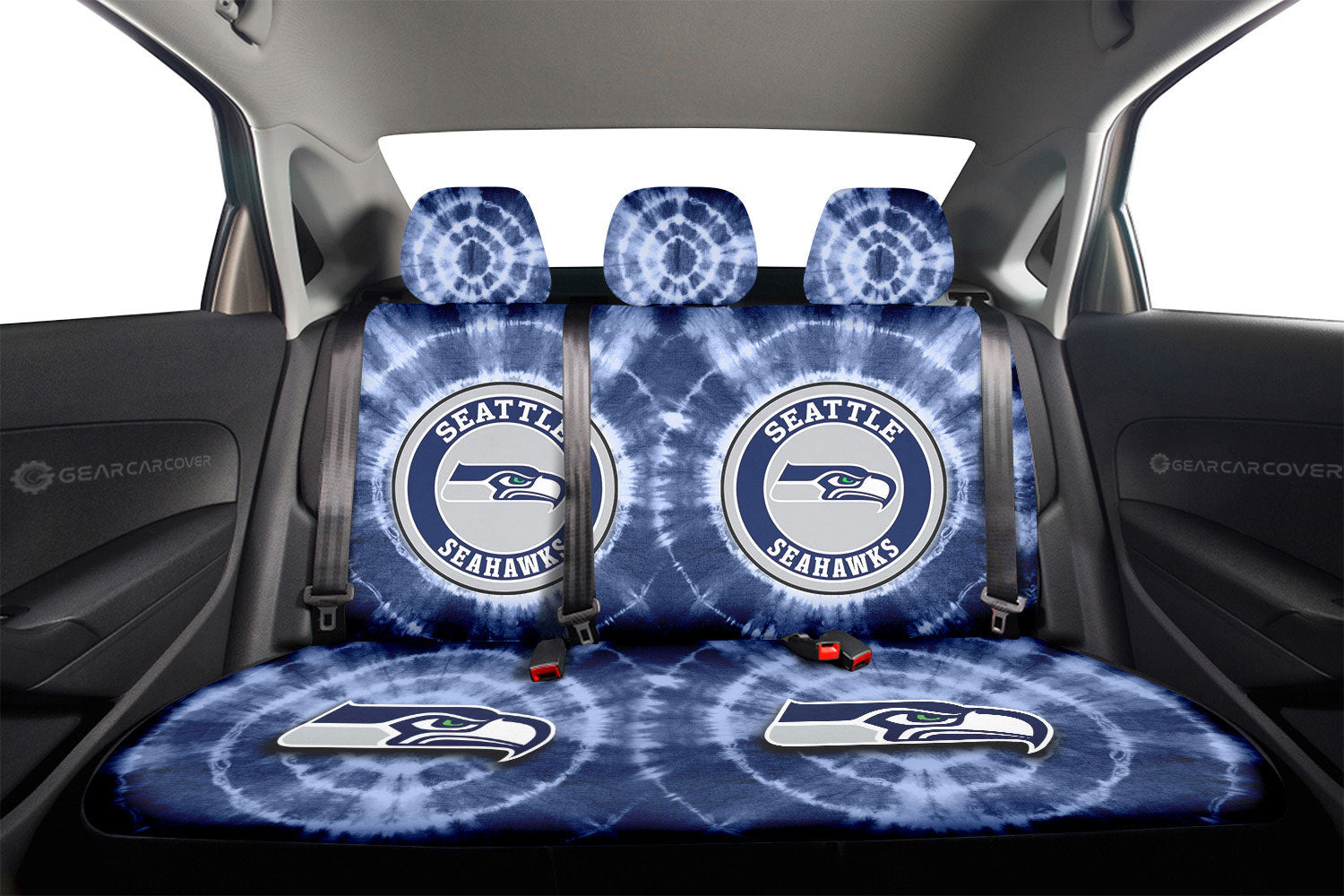 Seattle Seahawks Car Back Seat Covers Custom Tie Dye Car Accessories - Gearcarcover - 2