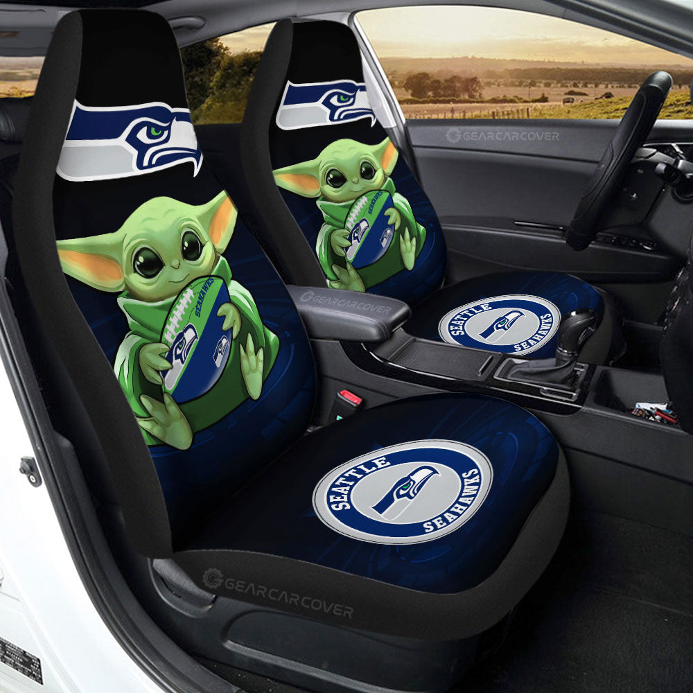 Seattle Seahawks Car Seat Covers Baby Yoda Car Accessories For Fan - Gearcarcover - 2