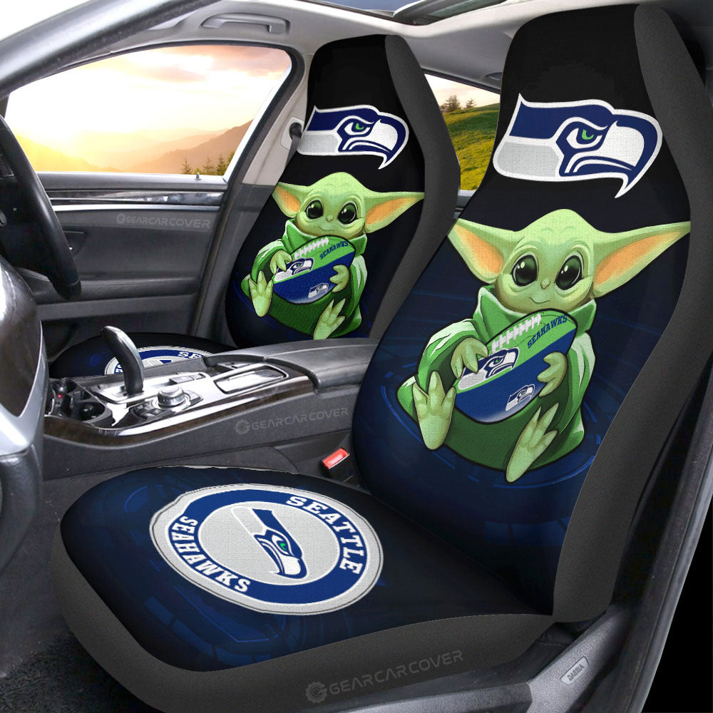 Seattle Seahawks Car Seat Covers Baby Yoda Car Accessories For Fan - Gearcarcover - 1