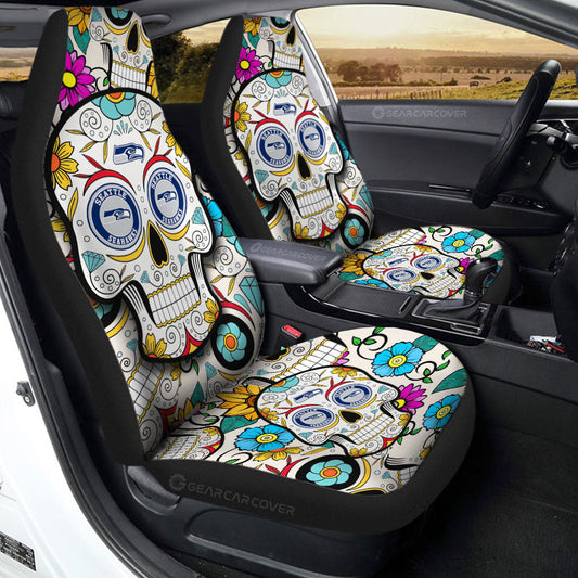 Seattle Seahawks Car Seat Covers Custom Sugar Skull Car Accessories - Gearcarcover - 2