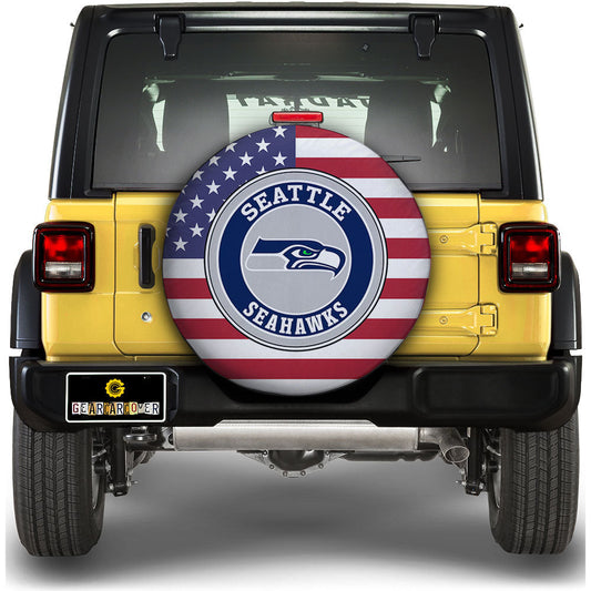 Seattle Seahawks Spare Tire Covers Custom US Flag Style - Gearcarcover - 1