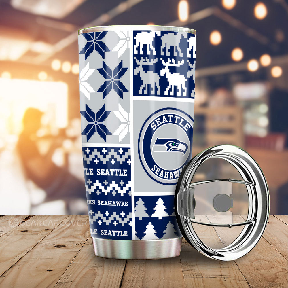 Seattle Seahawks Tumbler Cup Custom Ugly Style Car Accessories - Gearcarcover - 1