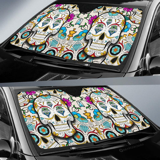Seattle Sounders FC Car Sunshade Custom Sugar Skull Car Accessories - Gearcarcover - 2