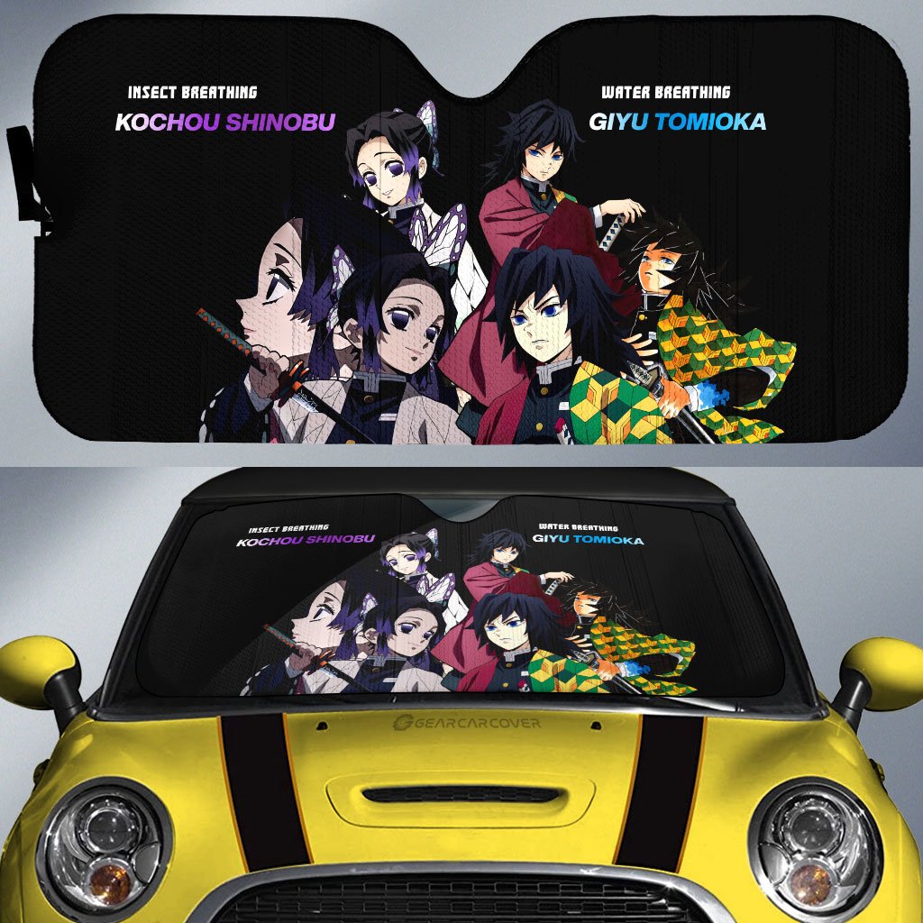 Shinobu And Giyuu Car Sunshade Custom - Gearcarcover - 1