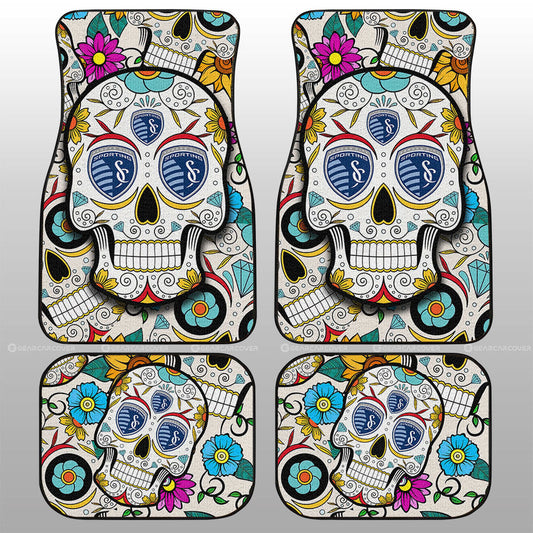 Sporting Kansas City Car Floor Mats Custom Sugar Skull Car Accessories - Gearcarcover - 1