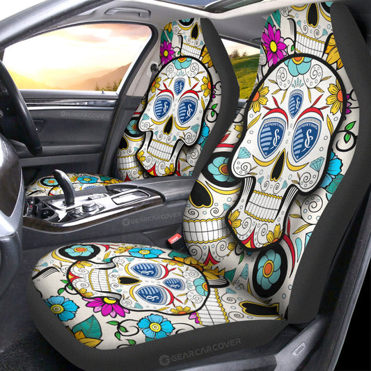 Sporting Kansas City Car Seat Covers Custom Sugar Skull Car Accessories - Gearcarcover - 1