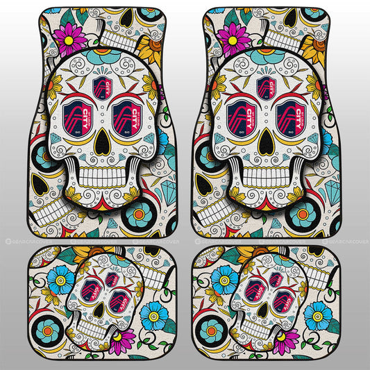 St Louis City SC Car Floor Mats Custom Sugar Skull Car Accessories - Gearcarcover - 1
