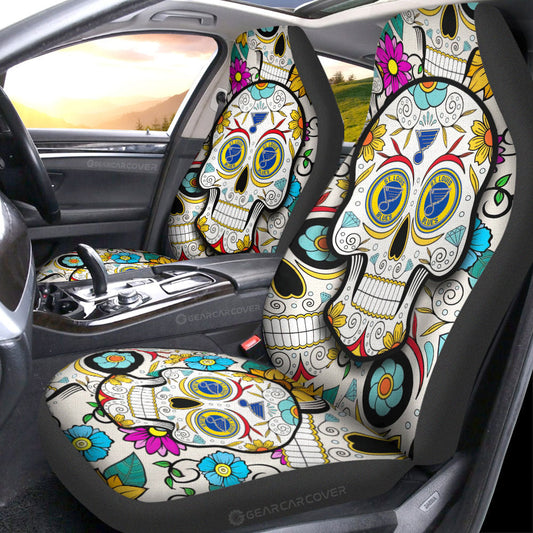 St. Louis Blues Car Seat Covers Custom Sugar Skull Car Accessories - Gearcarcover - 1