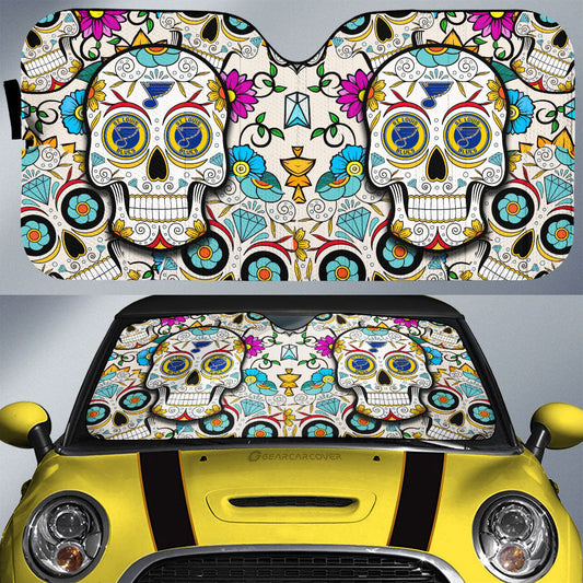 St. Louis Blues Car Sunshade Custom Sugar Skull Car Accessories - Gearcarcover - 1