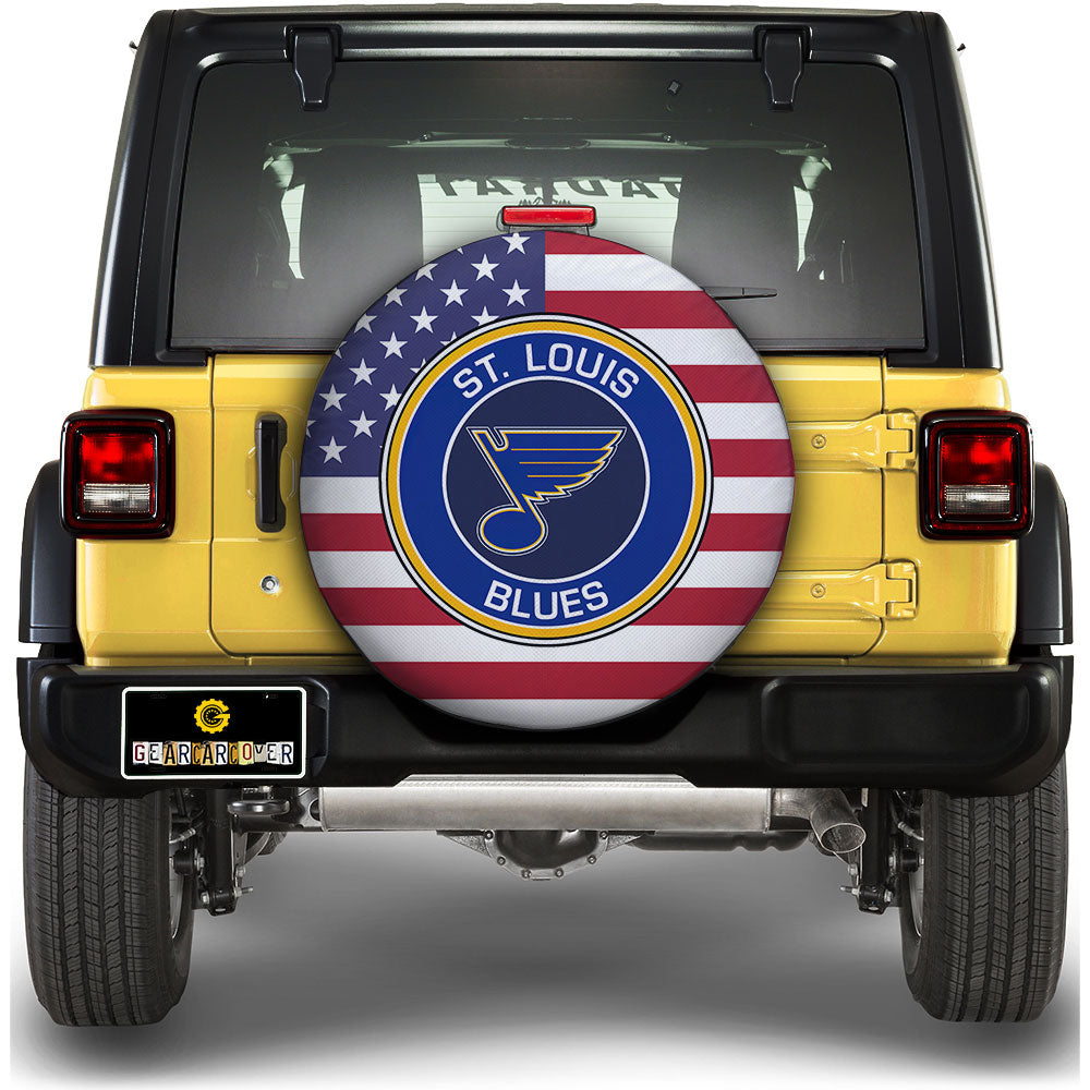 St. Louis Blues Spare Tire Covers Custom US Flag Style - Gearcarcover - 1