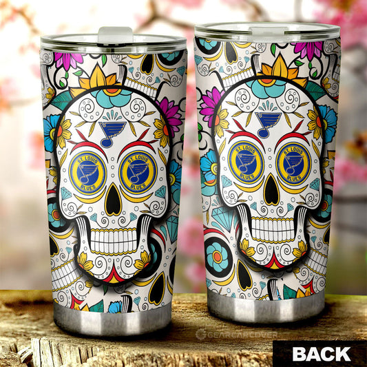 St. Louis Blues Tumbler Cup Custom Sugar Skull Car Accessories - Gearcarcover - 2