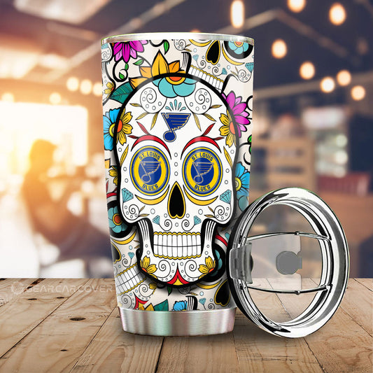 St. Louis Blues Tumbler Cup Custom Sugar Skull Car Accessories - Gearcarcover - 1