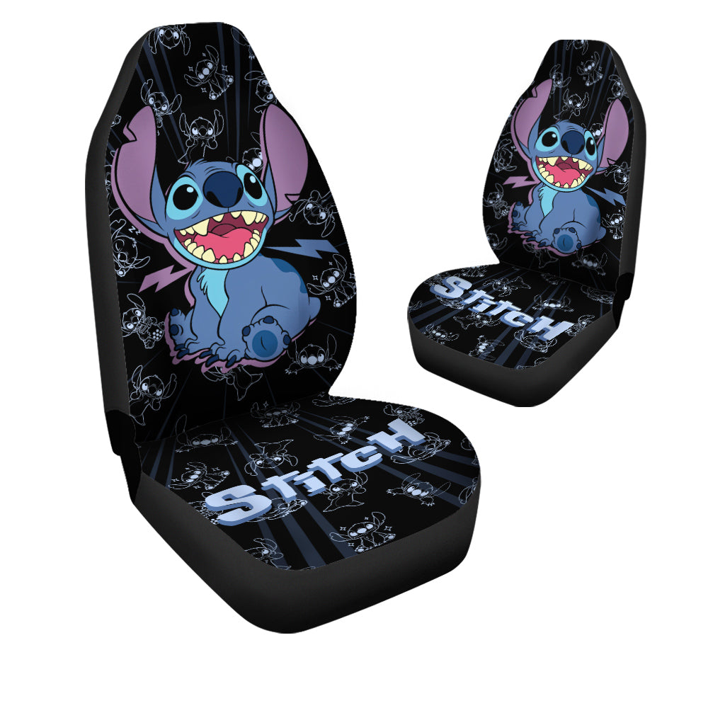 Stitch Black Car Seat Covers Custom Cartoon Car Accessories - Gearcarcover - 3