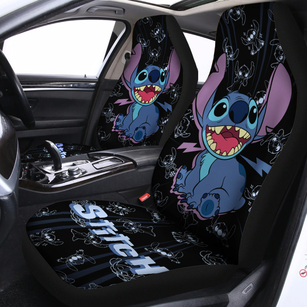 Stitch Black Car Seat Covers Custom Cartoon Car Accessories - Gearcarcover - 2