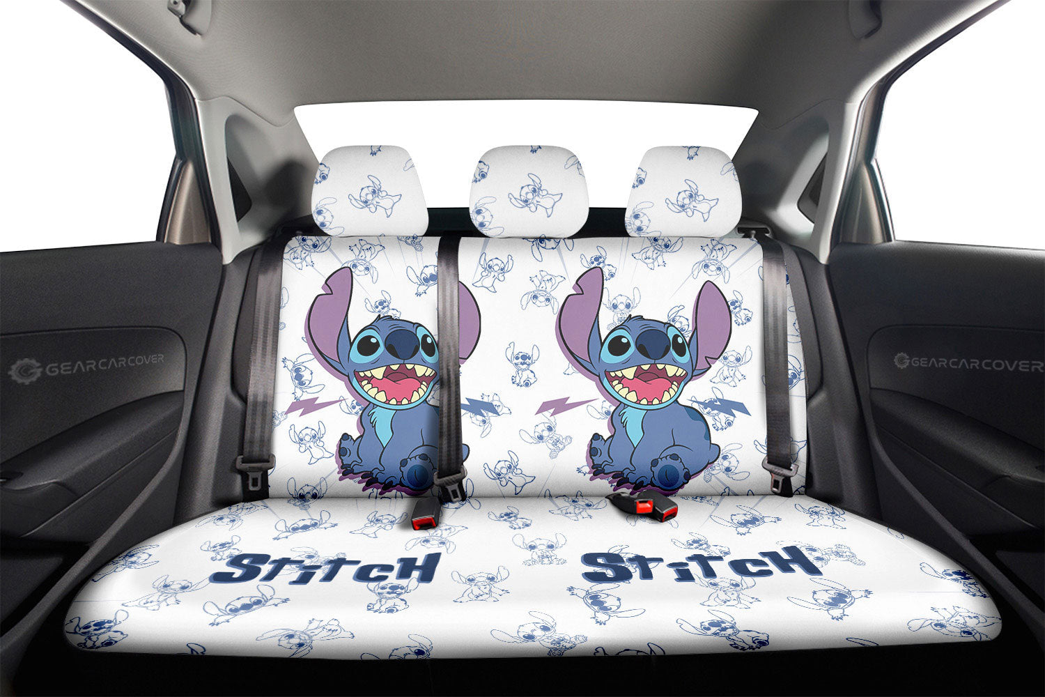 Stitch Car Back Seat Cover Custom Cartoon Car Accessories