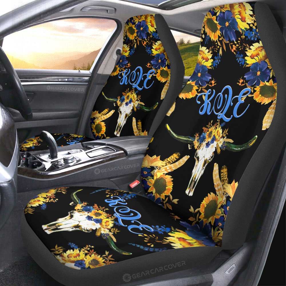 Sunflower Car Seat Covers Custom Personalized Name Car Accessories - Gearcarcover - 4