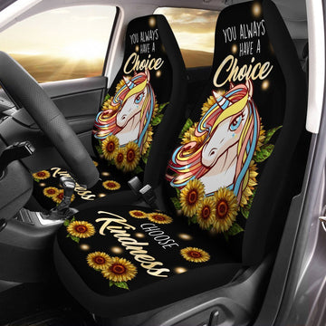 Sunflower Unicorn Car Seat Covers Custom Kindness Unicorn Car Accessories - Gearcarcover - 1