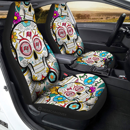 Tampa Bay Buccaneers Car Seat Covers Custom Sugar Skull Car Accessories - Gearcarcover - 2