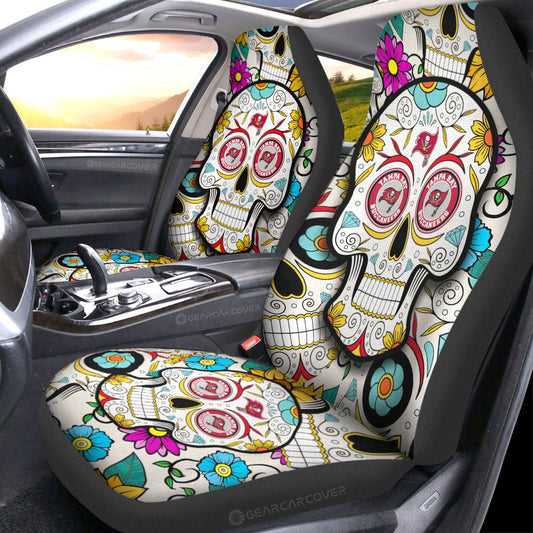 Tampa Bay Buccaneers Car Seat Covers Custom Sugar Skull Car Accessories - Gearcarcover - 1