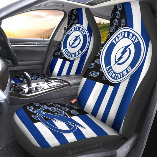 Tampa Bay Lightning Car Seat Covers Custom US Flag Style - Gearcarcover - 2
