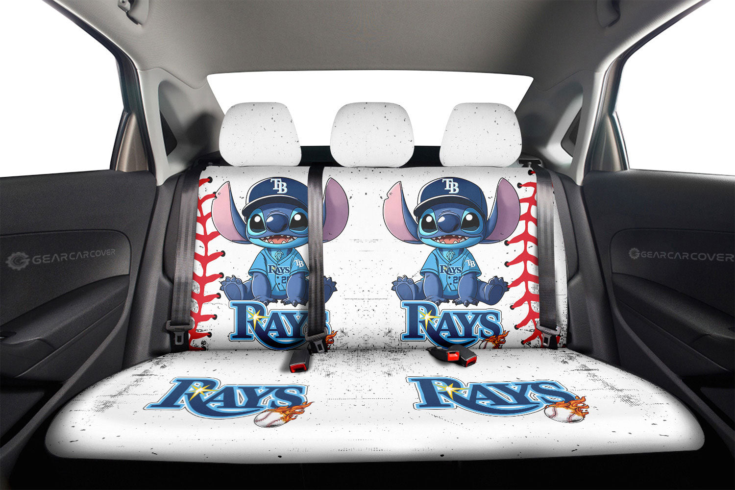 Tampa Bay Rays Car Back Seat Covers Stitch Theme Collection - Gearcarcover - 2