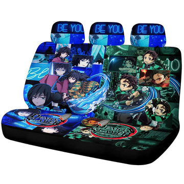 Tanjiro And Giyuu Car Back Seat Cover Custom - Gearcarcover - 1