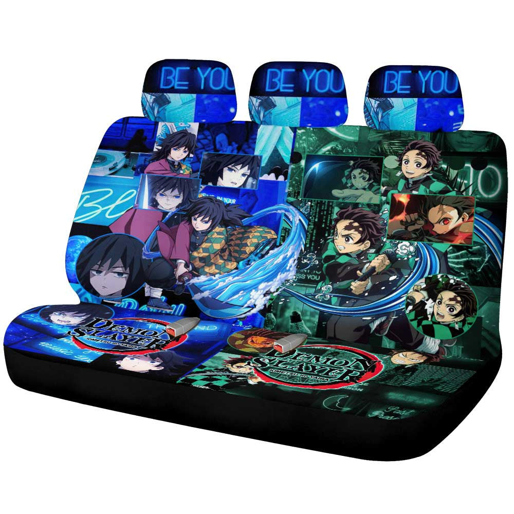 Tanjiro And Giyuu Car Back Seat Cover Custom - Gearcarcover - 1