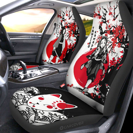 Tanjiro And Giyuu Car Seat Covers Custom Japan Style Car Interior Accessories - Gearcarcover - 2