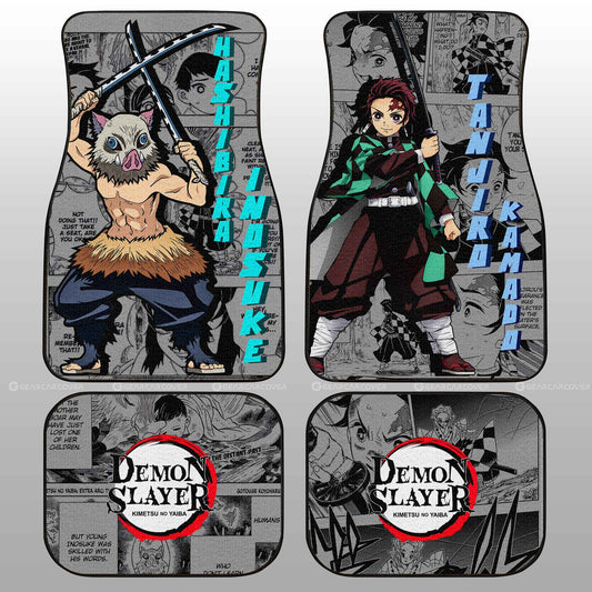 Tanjiro And Inosuke Car Floor Mats Custom Mix Mangas - Gearcarcover - 1