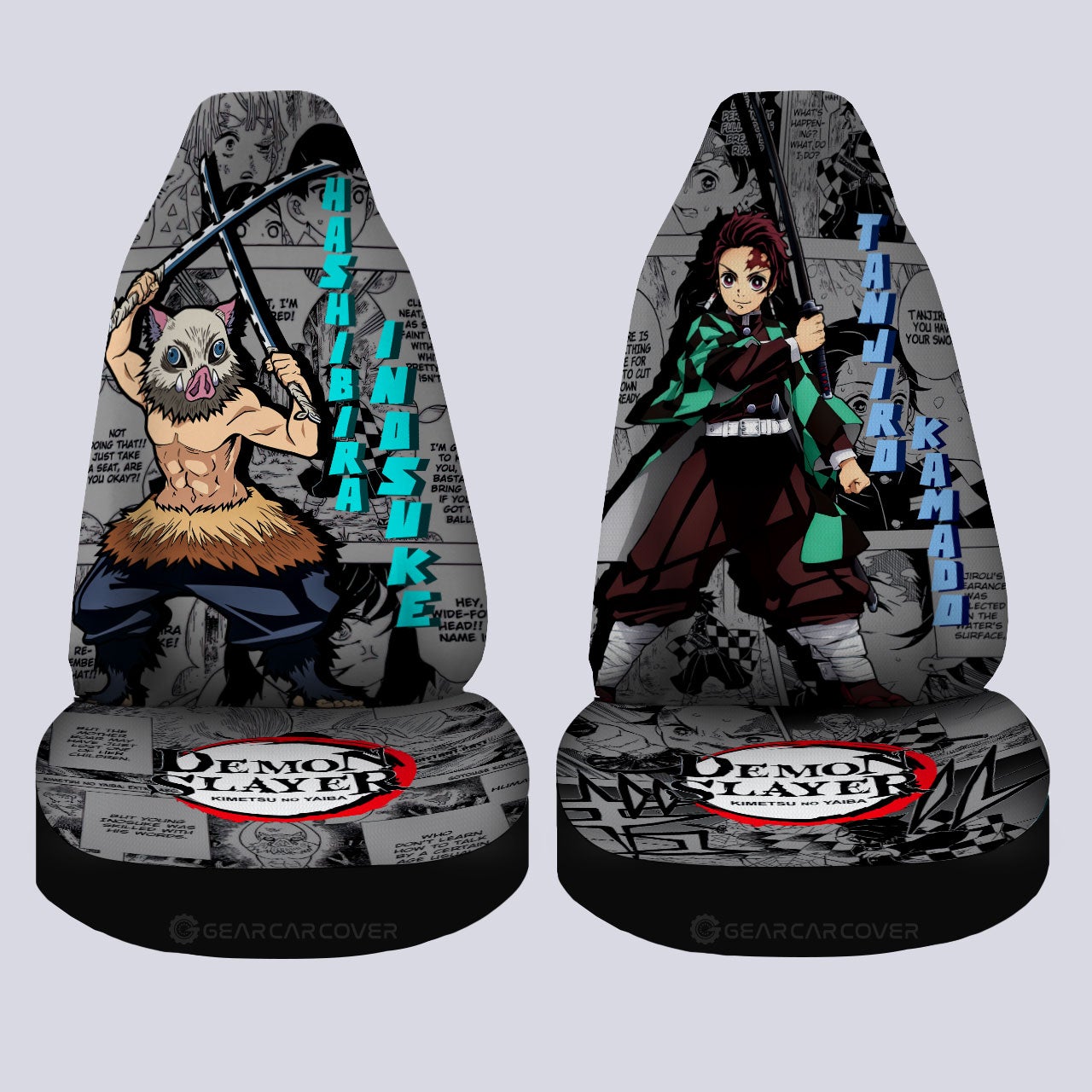 Tanjiro And Inosuke Car Seat Covers Custom Mix Mangas - Gearcarcover - 4