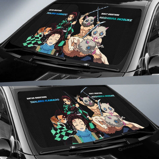 Tanjiro And Inosuke Car Sunshade Custom - Gearcarcover - 2