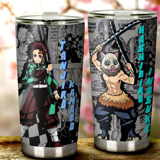 Tanjiro And Inosuke Tumbler Cup Custom Mix Mangas - Gearcarcover - 1