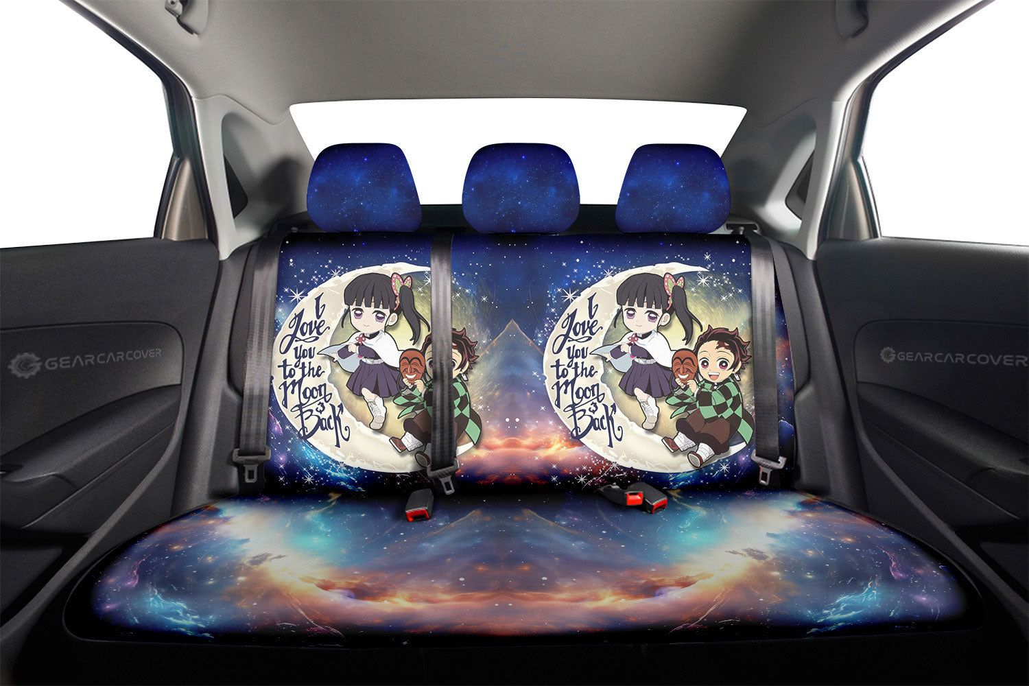 Tanjiro And Kanao Car Back Seat Covers Custom Car Accessories - Gearcarcover - 2