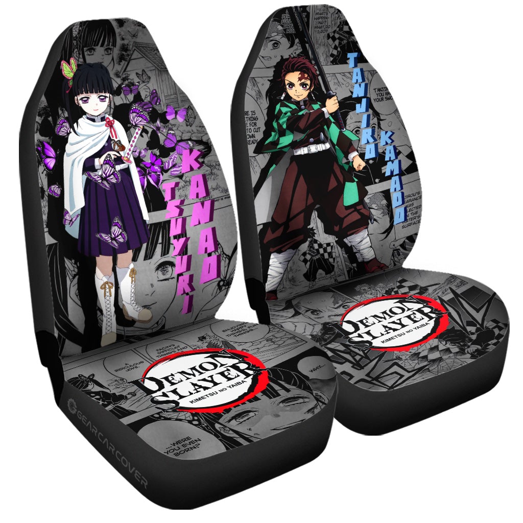 Tanjiro And Kanao Car Seat Covers Custom Mix Mangas - Gearcarcover - 3