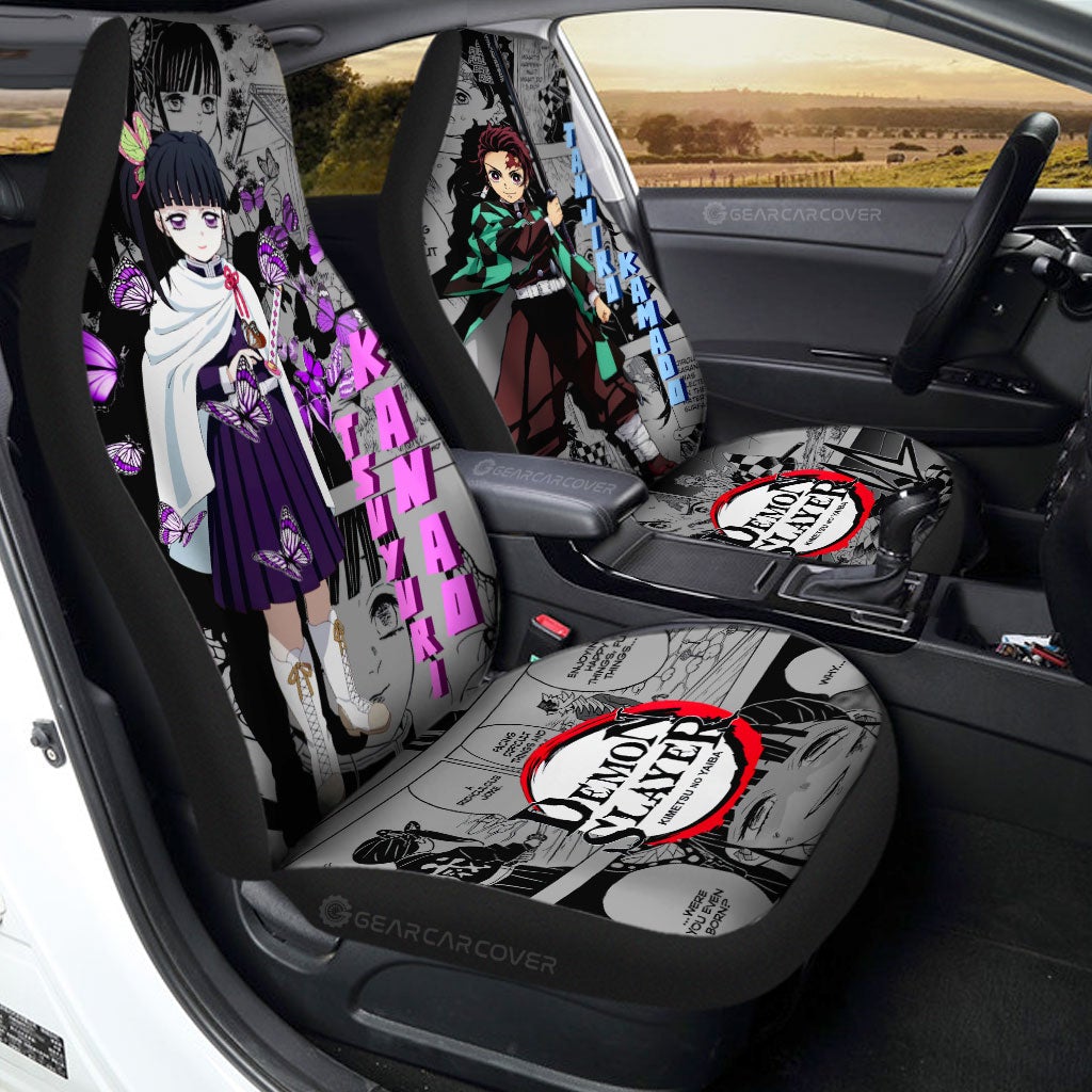 Tanjiro And Kanao Car Seat Covers Custom Mix Mangas - Gearcarcover - 1