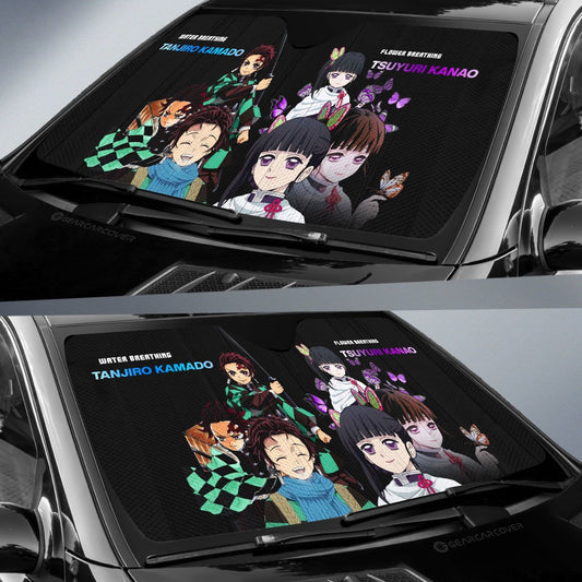 Tanjiro And Kanao Car Sunshade Custom - Gearcarcover - 2