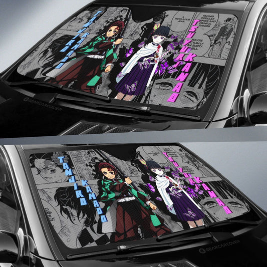 Tanjiro And Kanao Car Sunshade Custom Mix Mangas - Gearcarcover - 2
