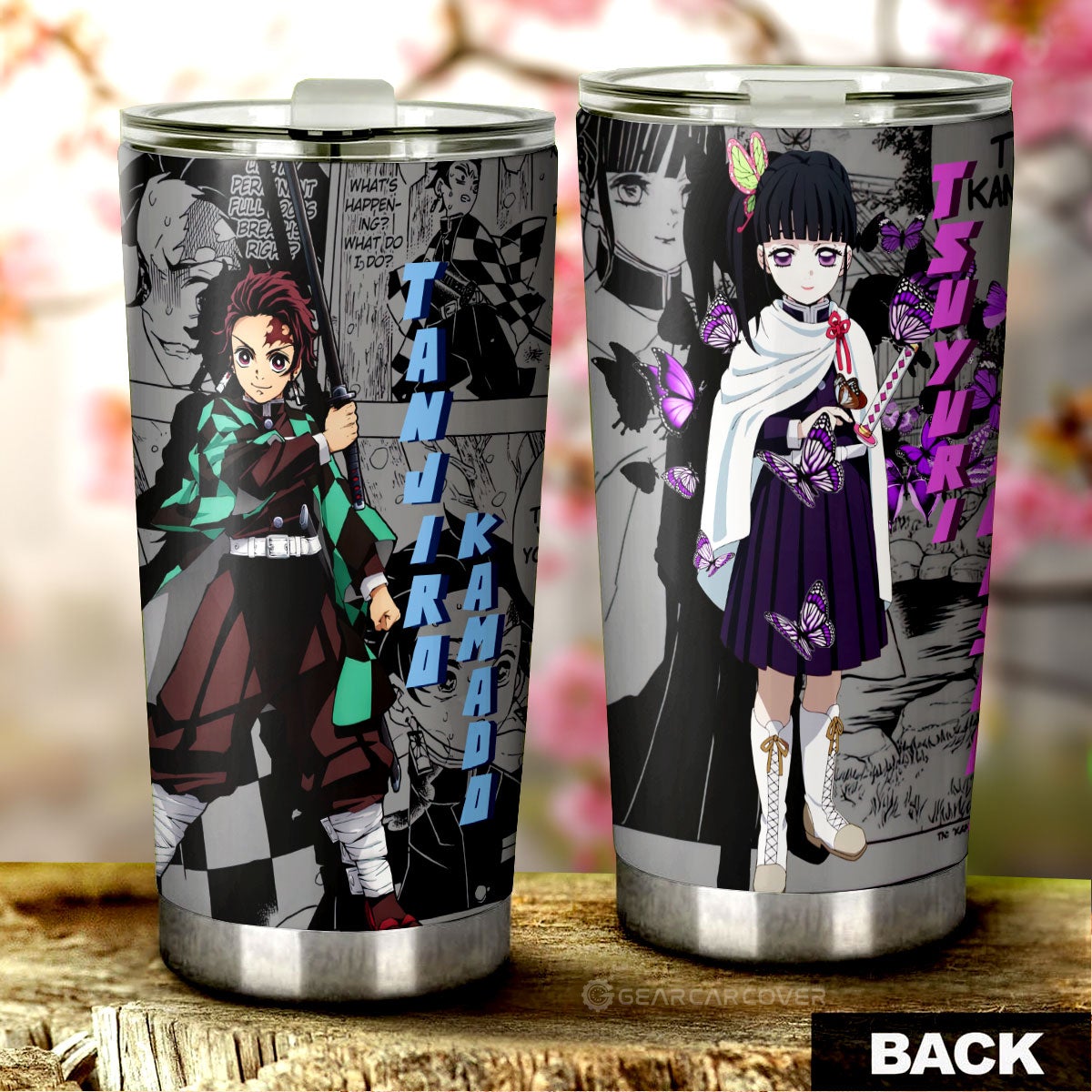 Tanjiro And Kanao Tumbler Cup Custom Mix Mangas - Gearcarcover - 1
